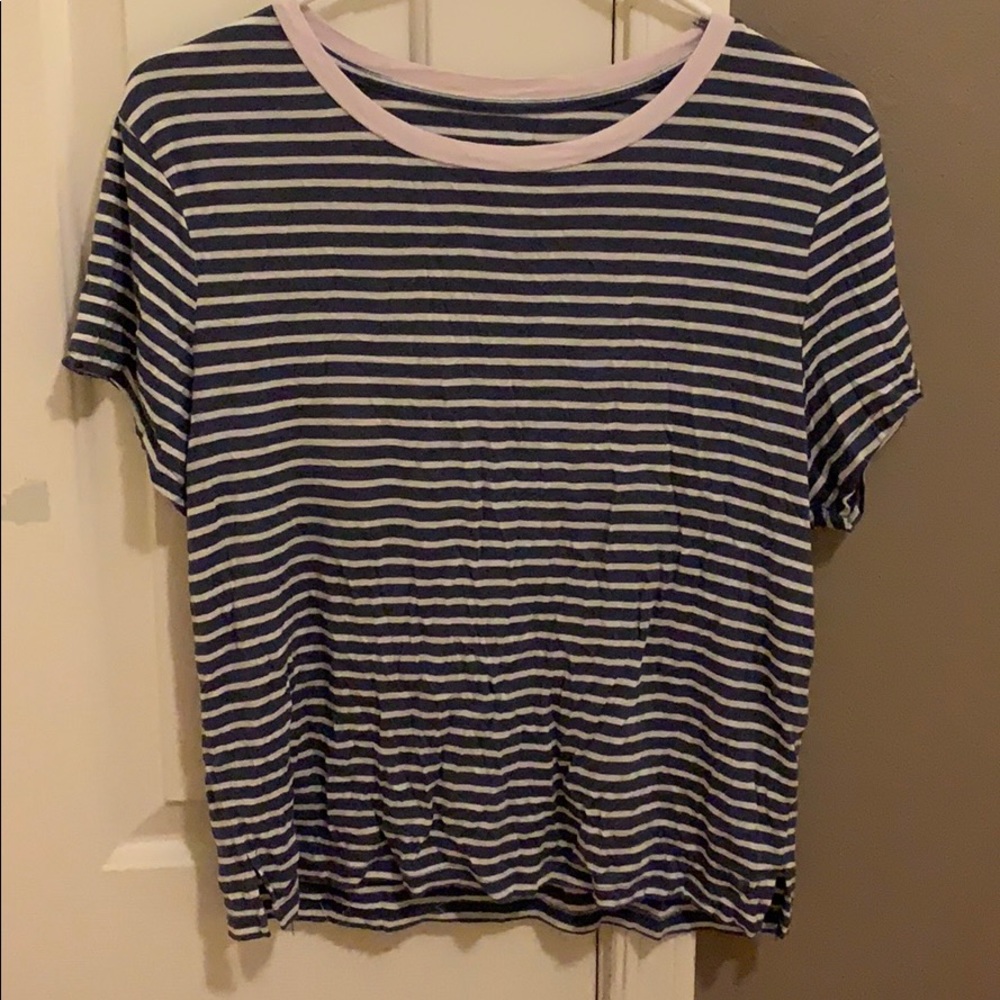 American Eagle purple and pink striped shirt